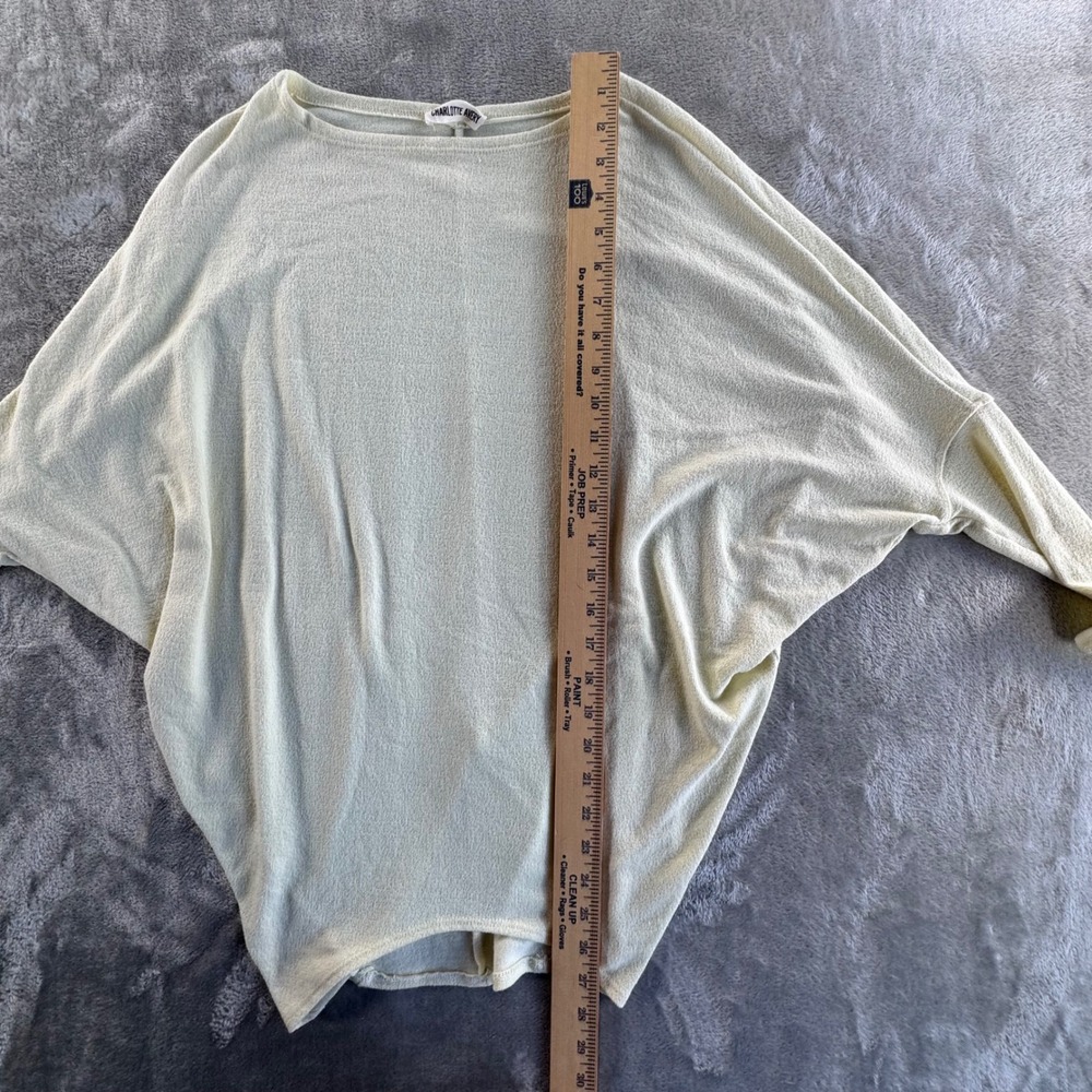Charlotte Avery Knit Poncho Sweater Womens OS Beige Minimalist Boho Soft - Picture 8 of 10